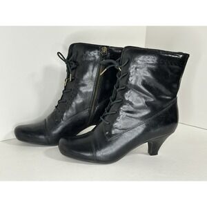 Clarks, Women's Palmyra Leona Lace Up Boots, Black, Size 7.5M